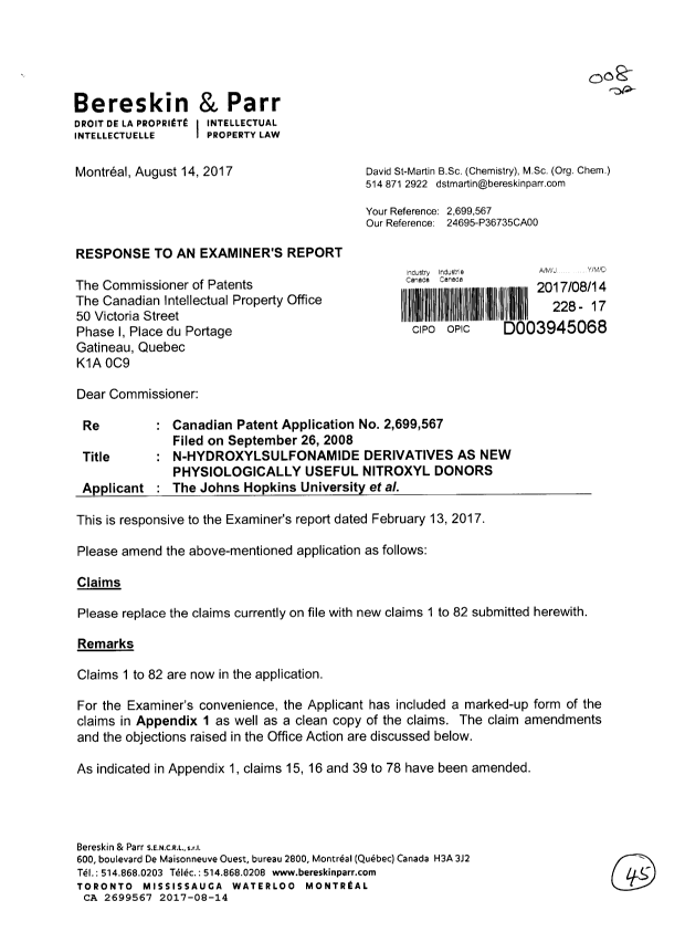 Document de brevet canadien 2699567. Poursuite-Amendment 20161214. Image 1 de 45