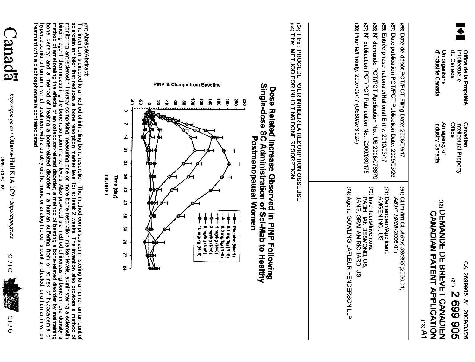 Document de brevet canadien 2699905. Page couverture 20091228. Image 1 de 1