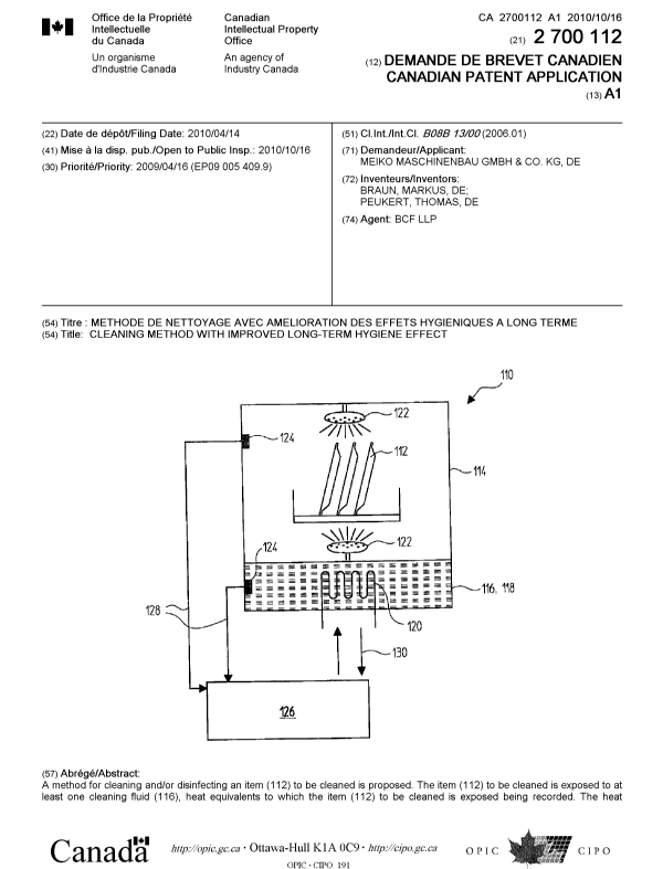 Document de brevet canadien 2700112. Page couverture 20091228. Image 1 de 2