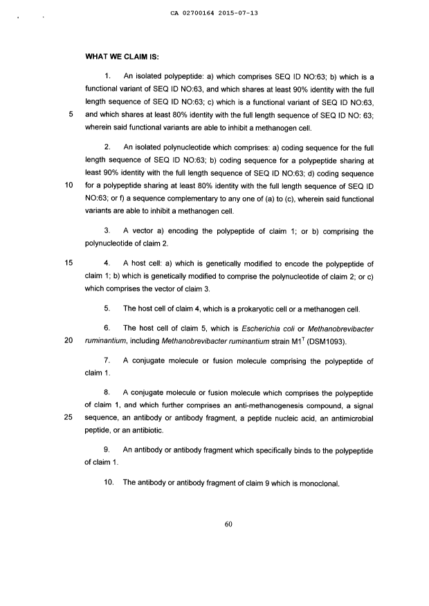 Document de brevet canadien 2700164. Revendications 20141213. Image 1 de 2