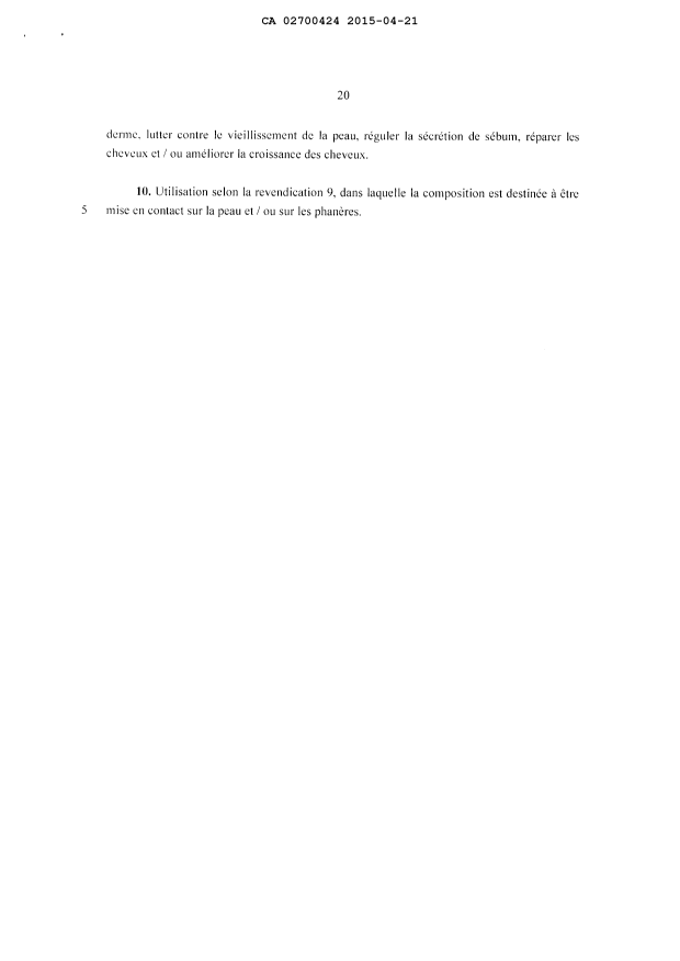 Document de brevet canadien 2700424. Revendications 20150421. Image 2 de 2
