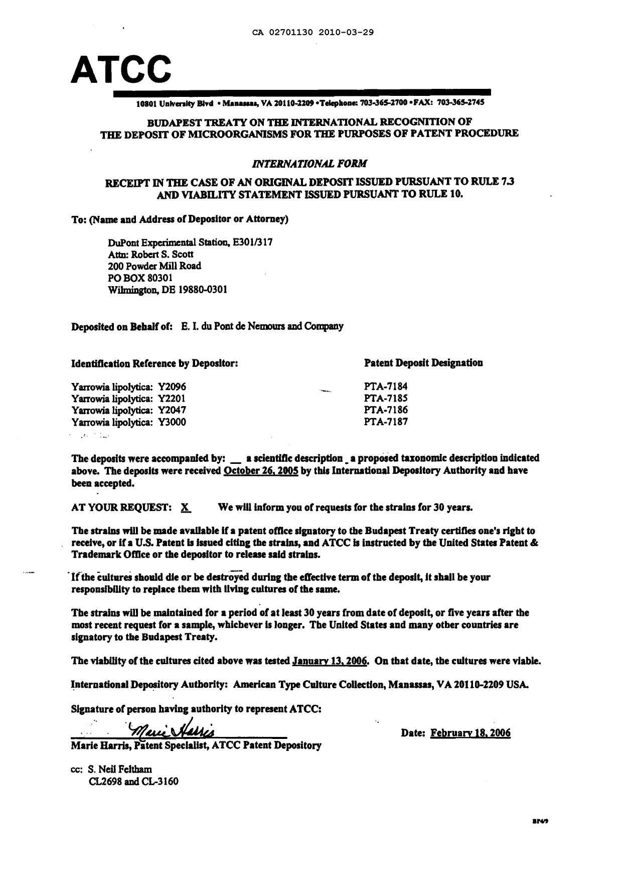 Document de brevet canadien 2701130. Poursuite-Amendment 20091229. Image 1 de 5