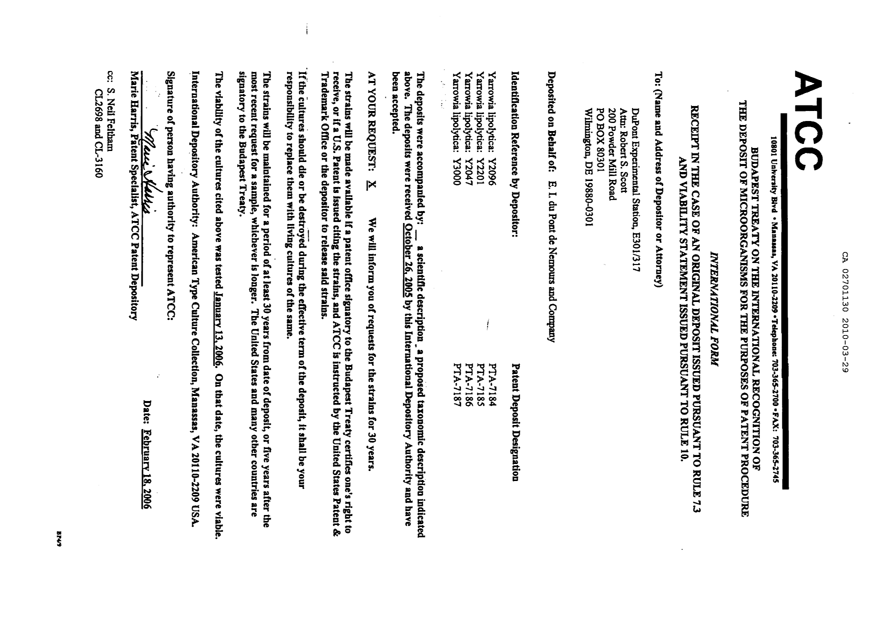 Document de brevet canadien 2701130. Poursuite-Amendment 20091229. Image 1 de 5
