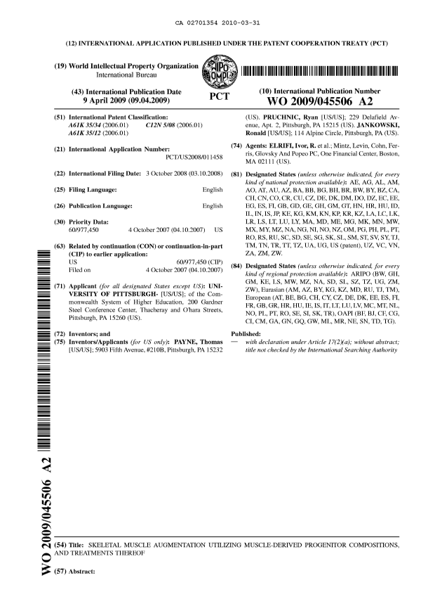 Document de brevet canadien 2701354. PCT 20091231. Image 1 de 1