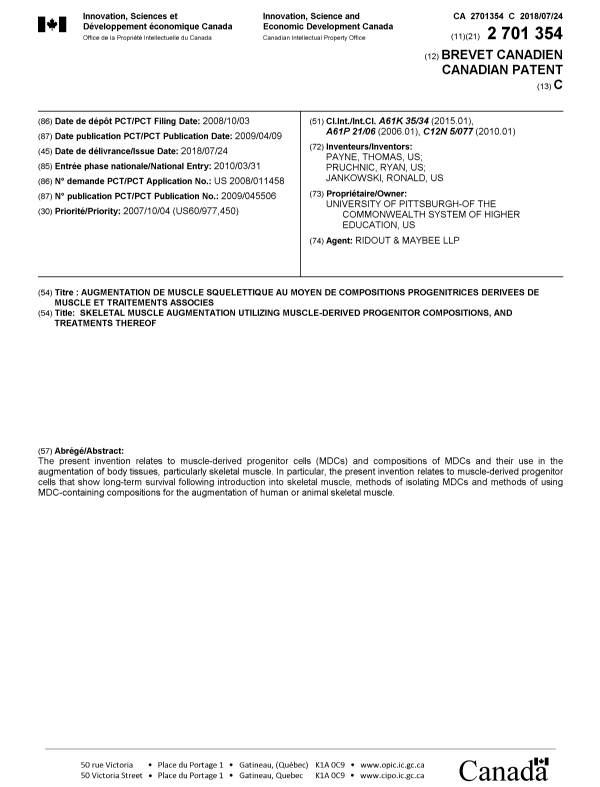 Document de brevet canadien 2701354. Page couverture 20180622. Image 1 de 1