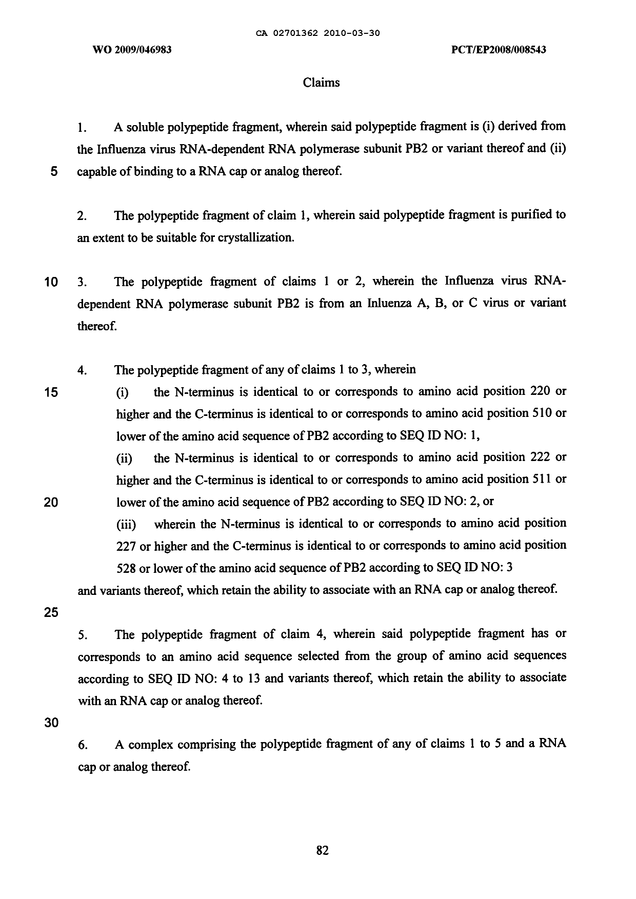 Document de brevet canadien 2701362. Revendications 20091230. Image 1 de 7