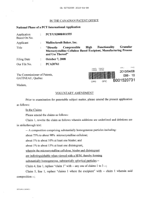 Document de brevet canadien 2702055. Poursuite-Amendment 20091208. Image 1 de 8