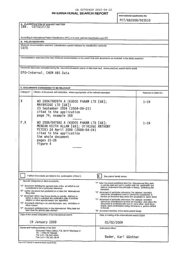 Document de brevet canadien 2702429. PCT 20091212. Image 1 de 5