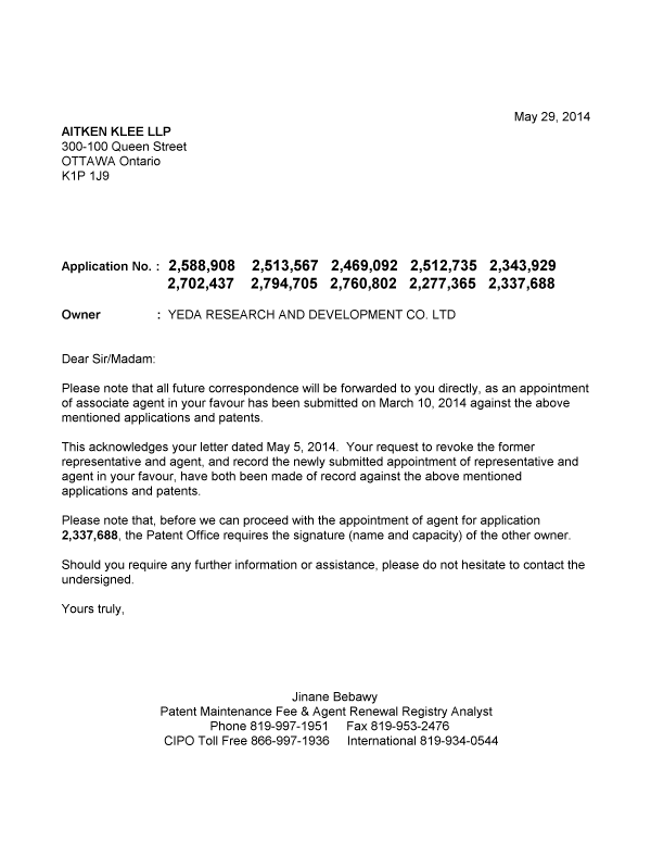 Canadian Patent Document 2702437. Correspondence 20131229. Image 1 of 1