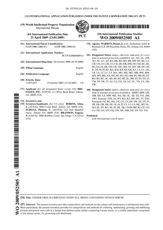 Document de brevet canadien 2703116. Abrégé 20091216. Image 1 de 1