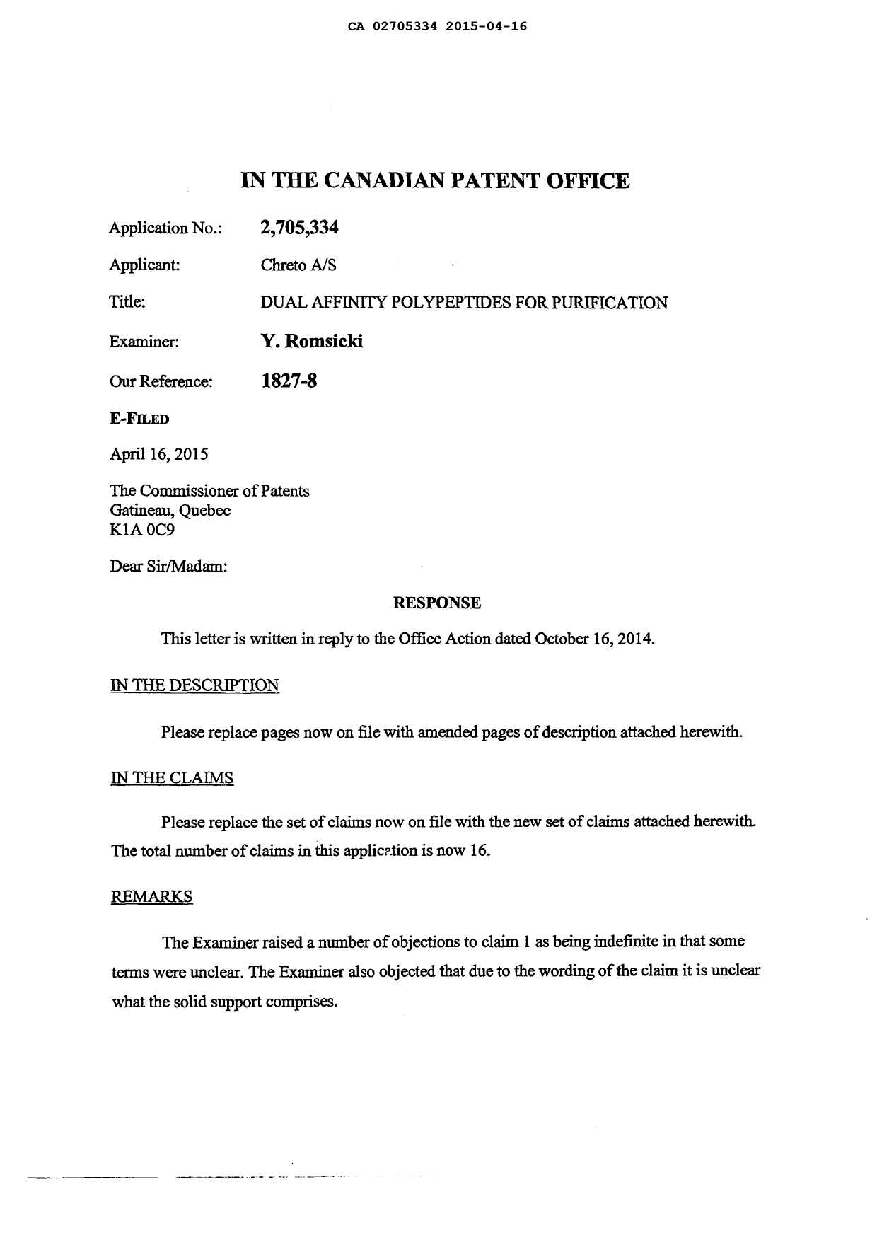 Document de brevet canadien 2705334. Poursuite-Amendment 20141216. Image 2 de 83