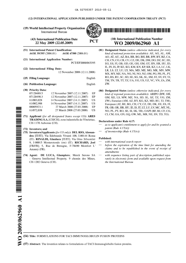 Document de brevet canadien 2705357. Abrégé 20091211. Image 1 de 1