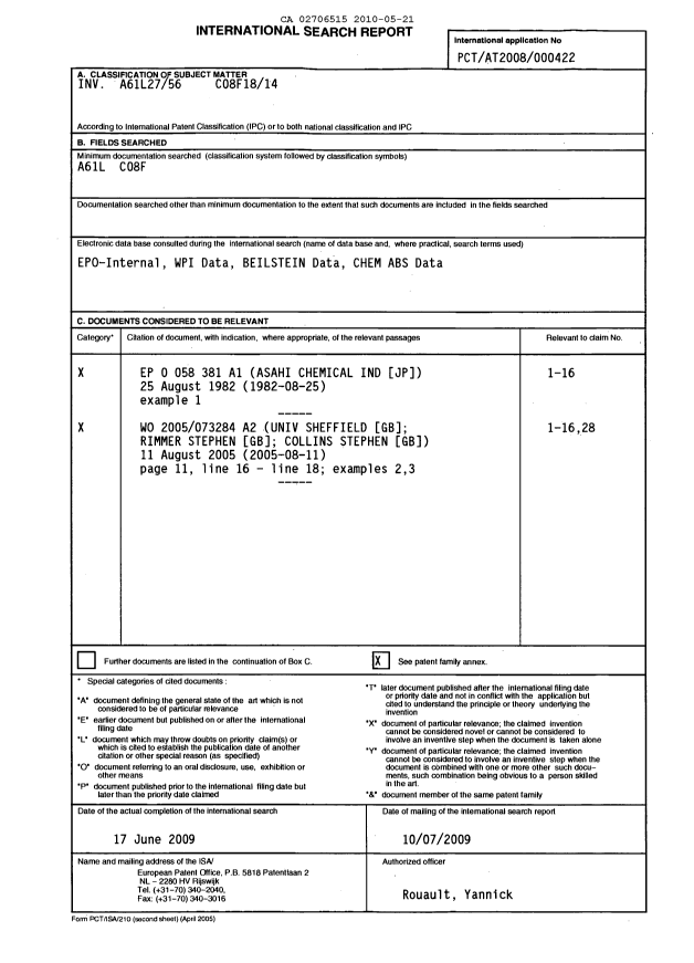 Document de brevet canadien 2706515. PCT 20100521. Image 2 de 82
