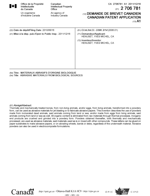 Document de brevet canadien 2706781. Page couverture 20101207. Image 1 de 1