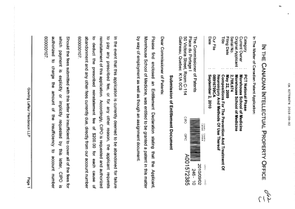 Document de brevet canadien 2708674. Correspondance 20091202. Image 1 de 3