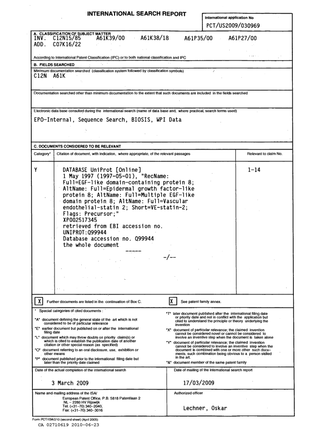 Document de brevet canadien 2710619. PCT 20091223. Image 1 de 3