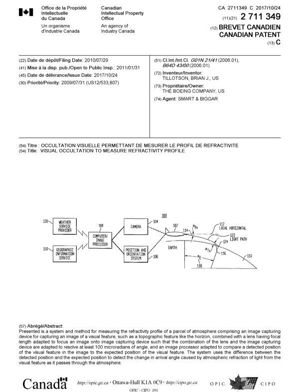 Document de brevet canadien 2711349. Page couverture 20161222. Image 1 de 1