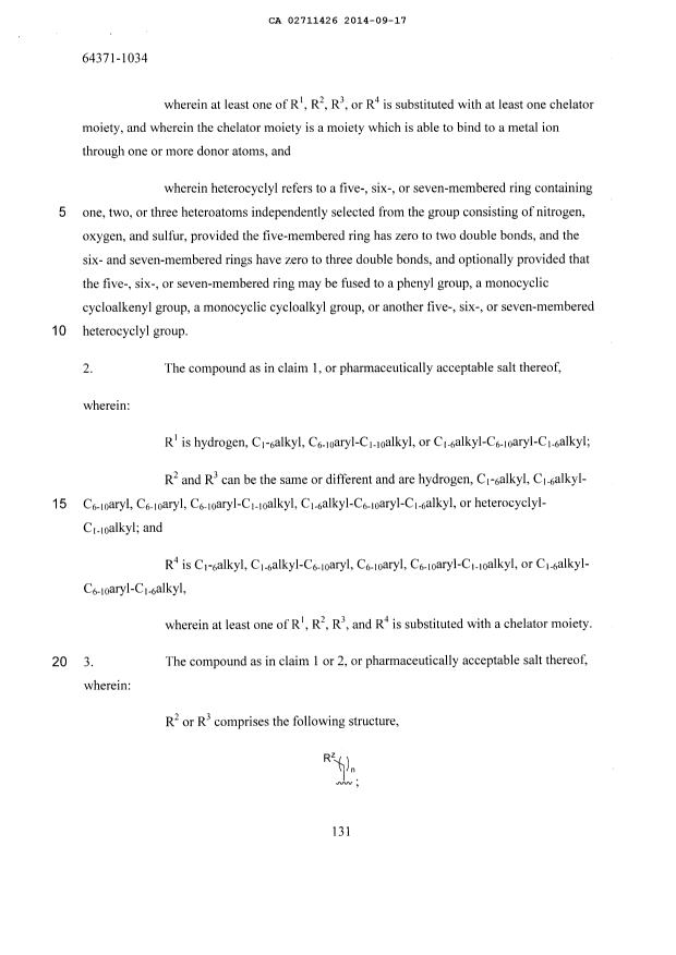 Document de brevet canadien 2711426. Revendications 20131217. Image 2 de 16