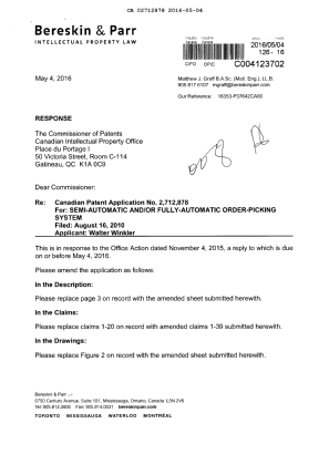 Document de brevet canadien 2712878. Poursuite-Amendment 20151204. Image 1 de 20