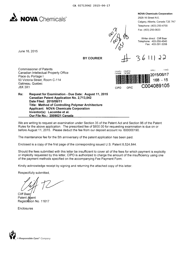 Document de brevet canadien 2713042. Poursuite-Amendment 20141217. Image 1 de 1