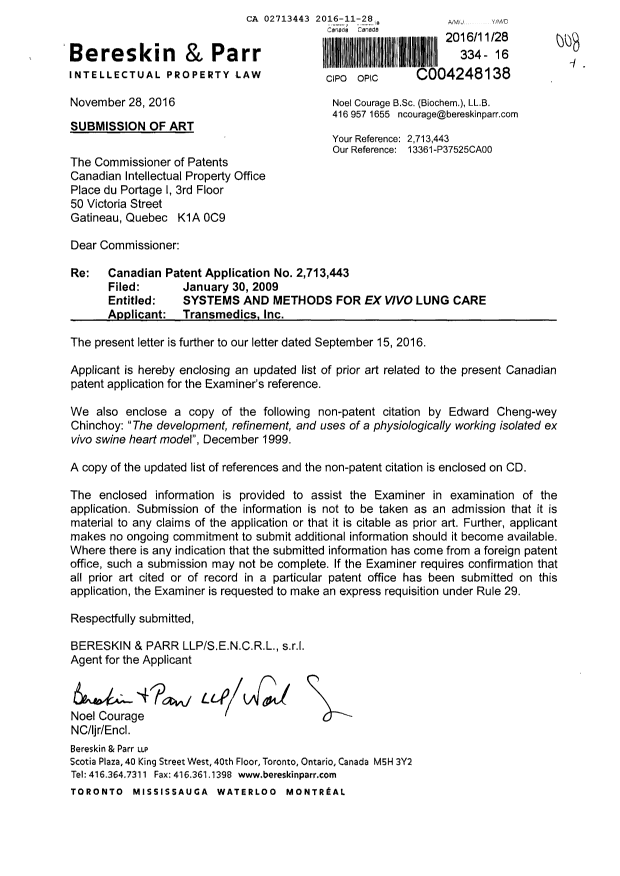 Document de brevet canadien 2713443. Poursuite-Amendment 20151228. Image 1 de 1