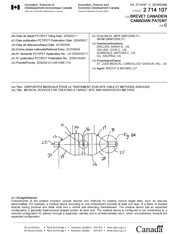 Canadian Patent Document 2714107. Cover Page 20180206. Image 1 of 1