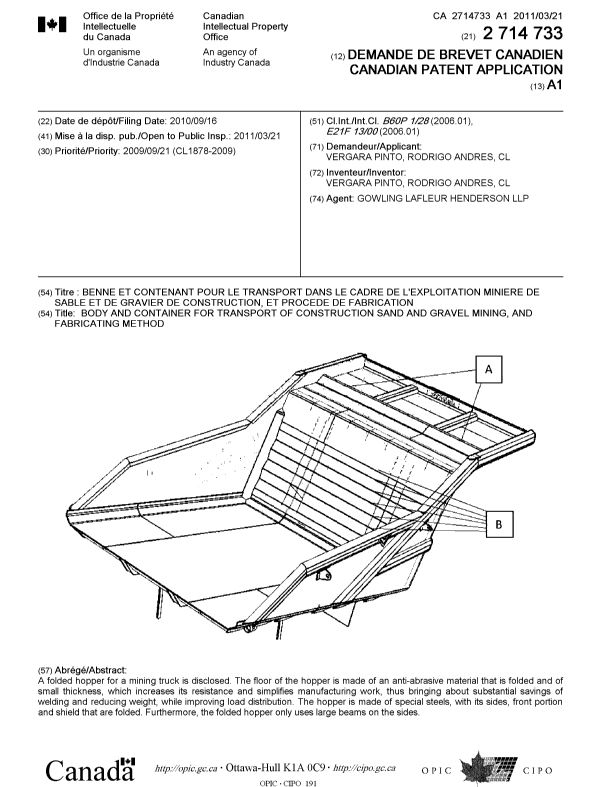 Canadian Patent Document 2714733. Cover Page 20110309. Image 1 of 1