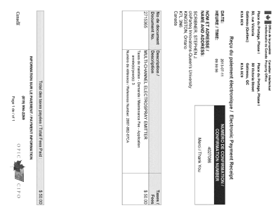 Document de brevet canadien 2715365. Taxes 20121211. Image 1 de 1