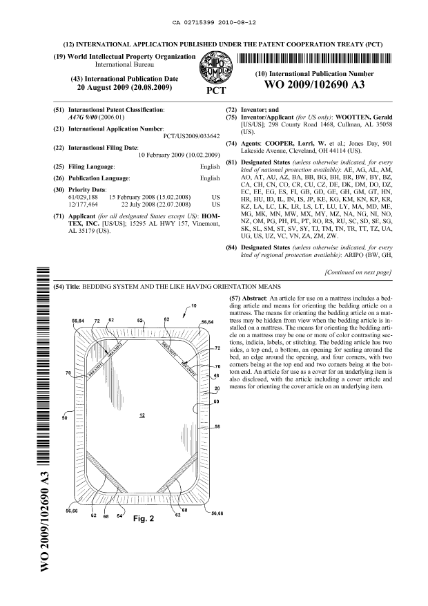 Document de brevet canadien 2715399. Abrégé 20091212. Image 1 de 2