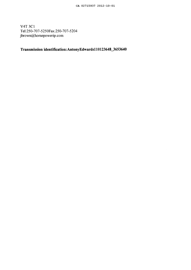 Document de brevet canadien 2715937. Correspondance 20111201. Image 2 de 3