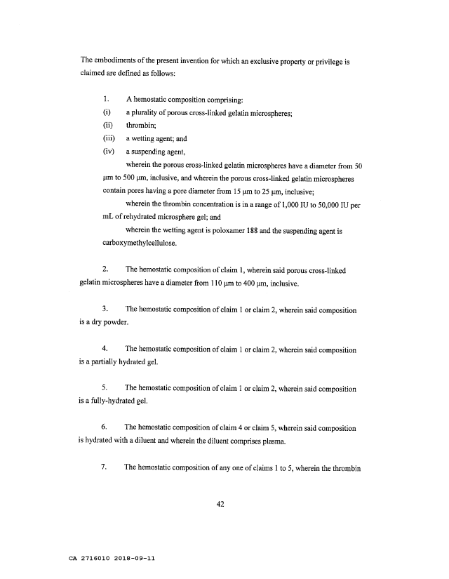 Document de brevet canadien 2716010. Revendications 20180911. Image 1 de 7