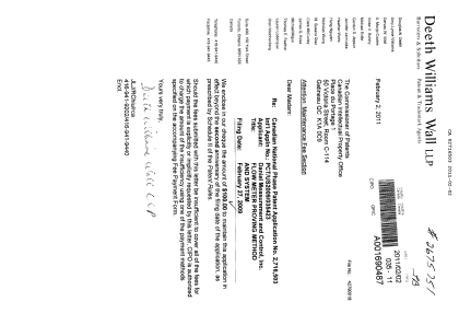 Document de brevet canadien 2716503. Taxes 20101202. Image 1 de 1