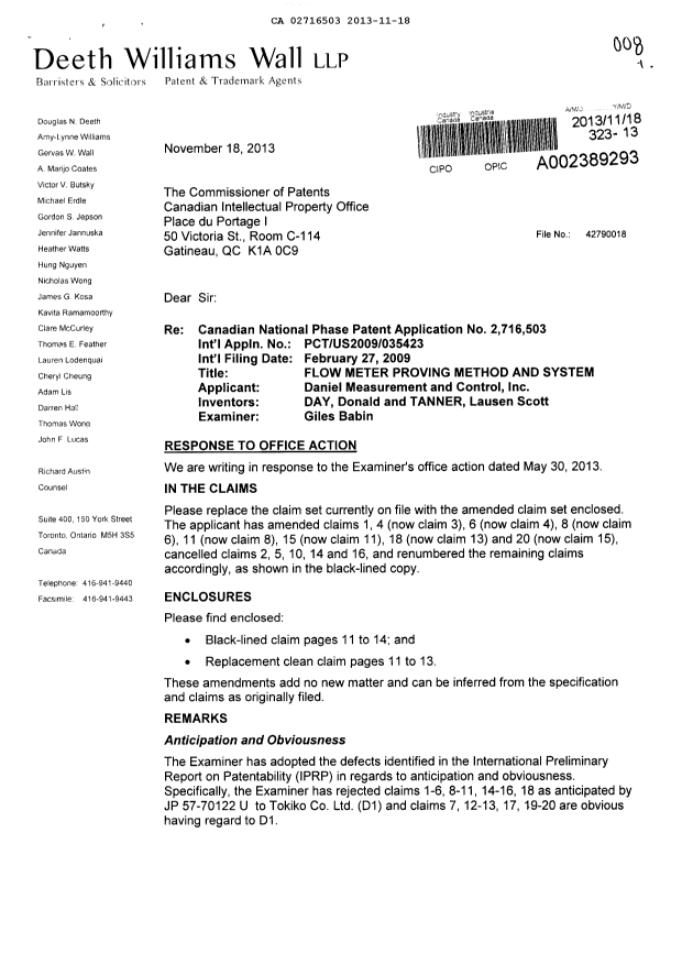 Document de brevet canadien 2716503. Poursuite-Amendment 20121218. Image 1 de 10