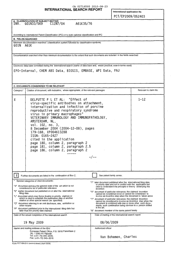 Document de brevet canadien 2716593. PCT 20100823. Image 1 de 4