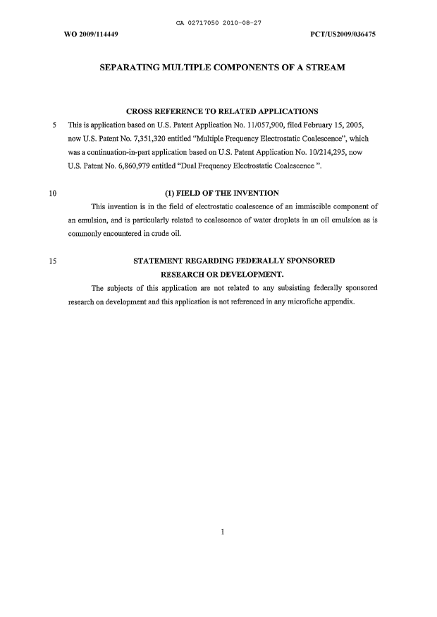 Document de brevet canadien 2717050. Description 20141216. Image 1 de 25