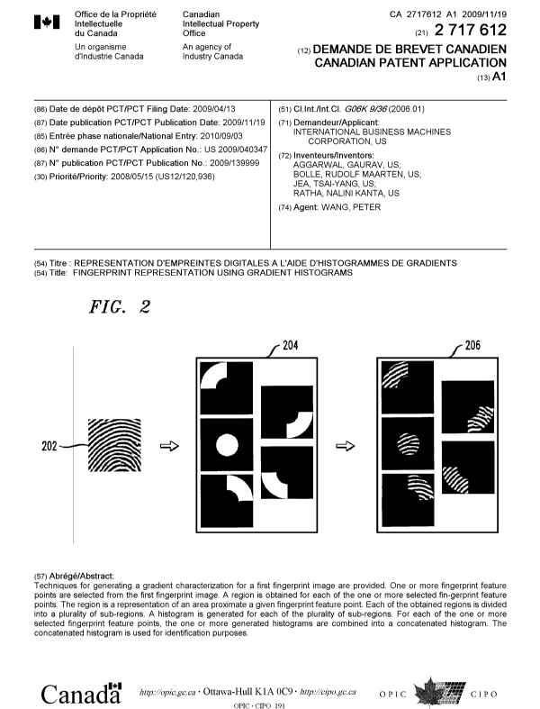 Document de brevet canadien 2717612. Page couverture 20101207. Image 1 de 1