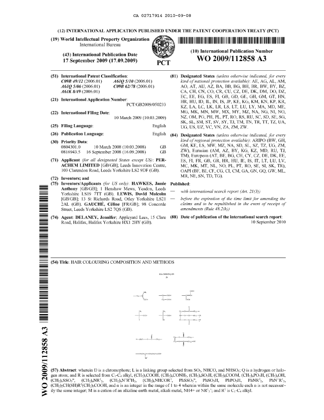 Document de brevet canadien 2717914. Abrégé 20161231. Image 1 de 1