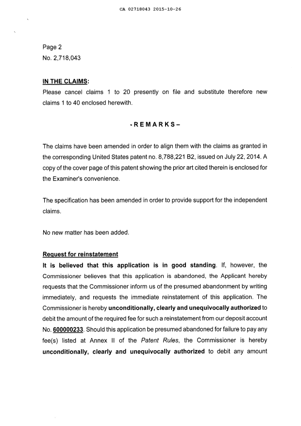 Canadian Patent Document 2718043. Prosecution-Amendment 20141226. Image 2 of 30