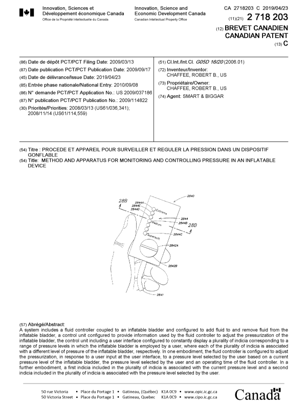 Document de brevet canadien 2718203. Page couverture 20190321. Image 1 de 1