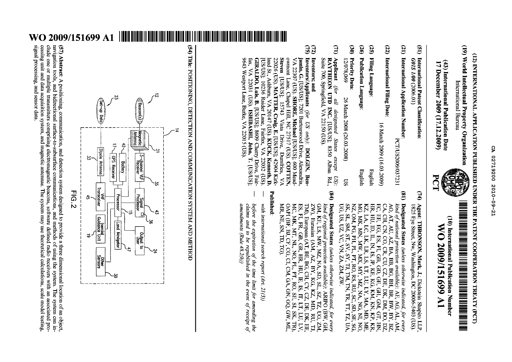 Document de brevet canadien 2719200. Abrégé 20091221. Image 1 de 1