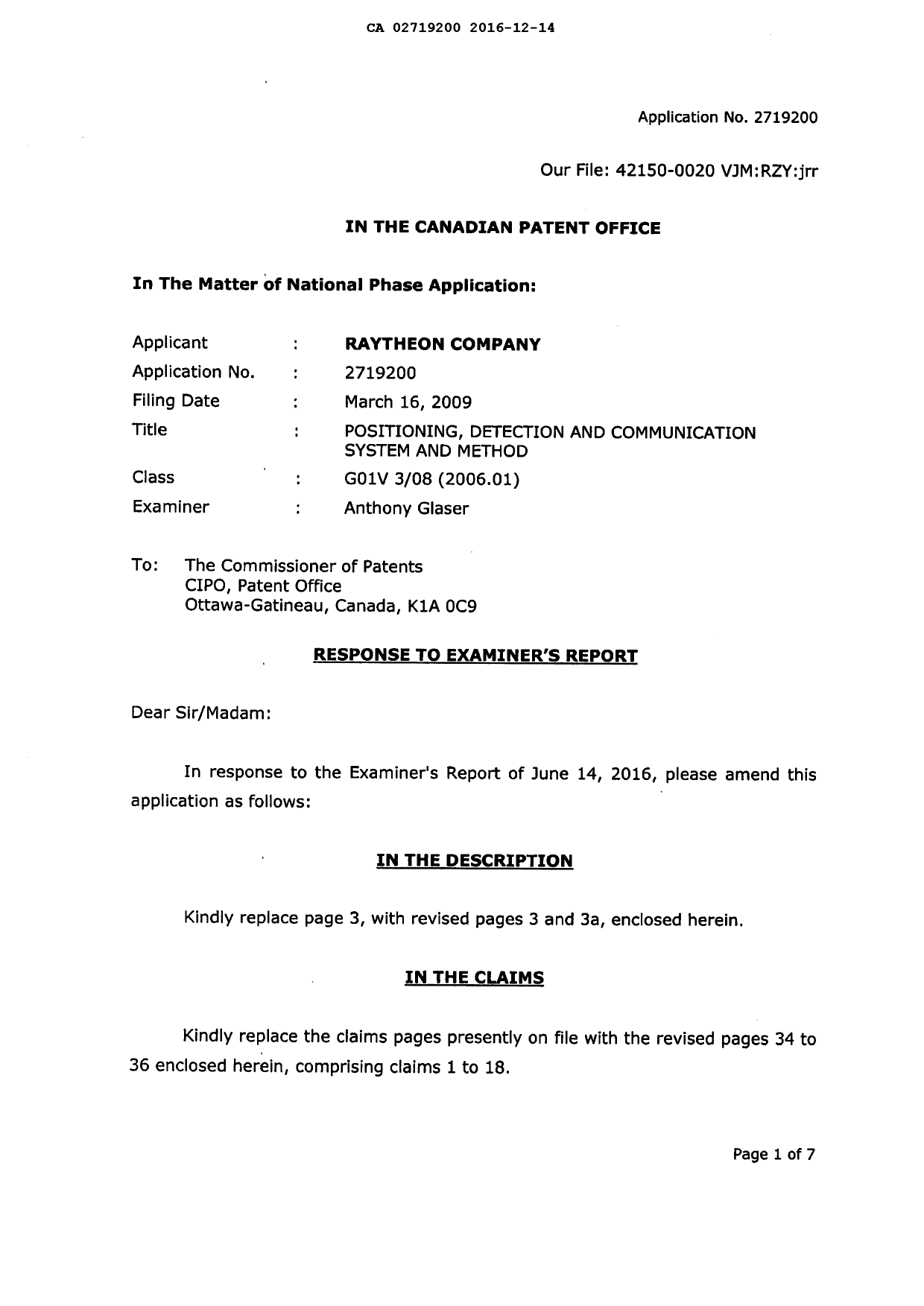 Document de brevet canadien 2719200. Poursuite-Amendment 20151214. Image 2 de 16