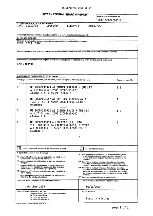 Document de brevet canadien 2719741. PCT 20091227. Image 1 de 7