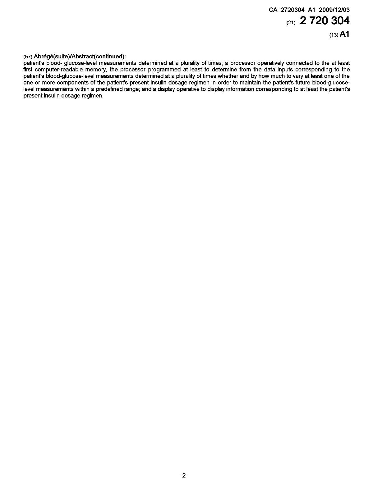 Document de brevet canadien 2720304. Page couverture 20101204. Image 2 de 2