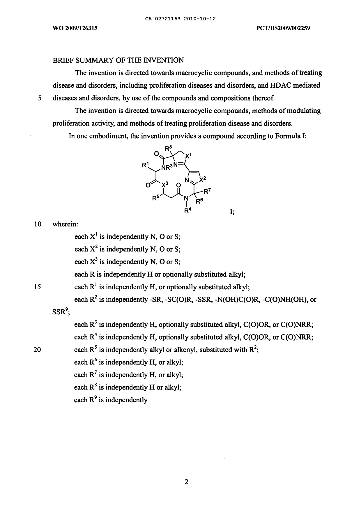 Document de brevet canadien 2721163. Description 20091212. Image 2 de 31