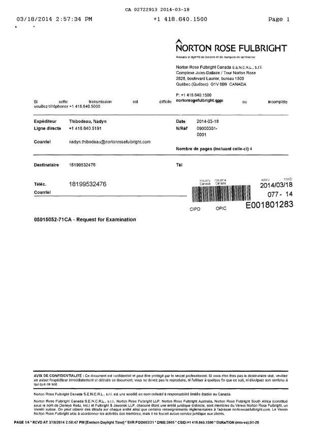 Canadian Patent Document 2722913. Correspondence 20140318. Image 3 of 3