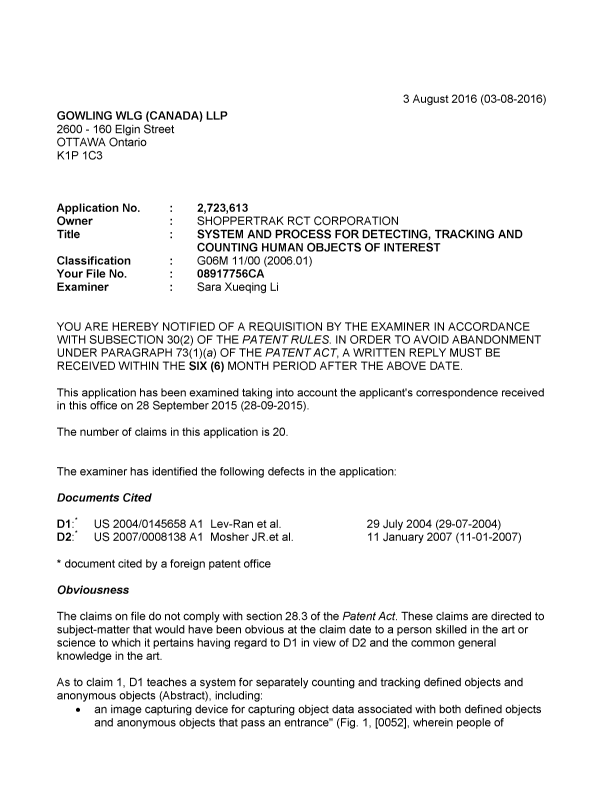 Document de brevet canadien 2723613. Poursuite-Amendment 20151203. Image 1 de 4