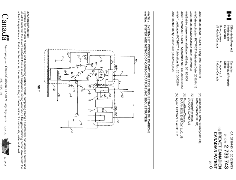 Document de brevet canadien 2739743. Page couverture 20121003. Image 1 de 1