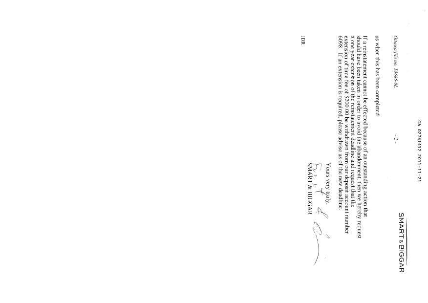 Document de brevet canadien 2741412. Poursuite-Amendment 20101221. Image 2 de 2