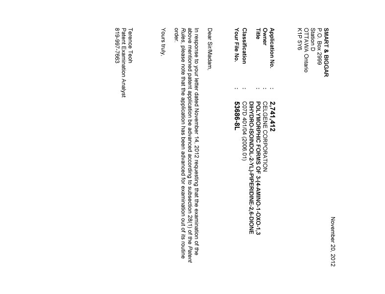 Document de brevet canadien 2741412. Poursuite-Amendment 20111220. Image 1 de 1