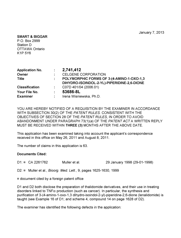 Document de brevet canadien 2741412. Poursuite-Amendment 20121207. Image 1 de 3